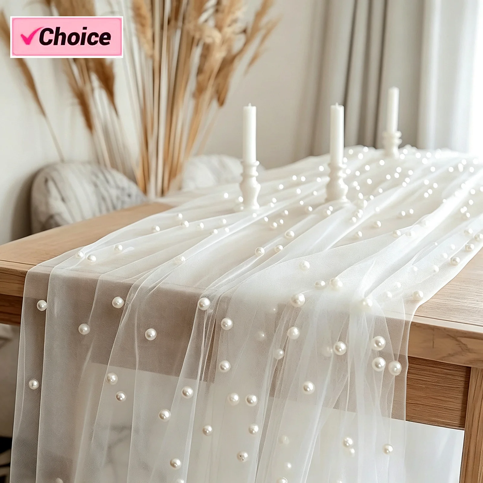 Perlen-Chiffon-Tischläufer 80x300 cm, halbtransparente Gaze-Tischdecke für Hochzeit, Brautparty, Feier, Dekoration für das Esszimmer