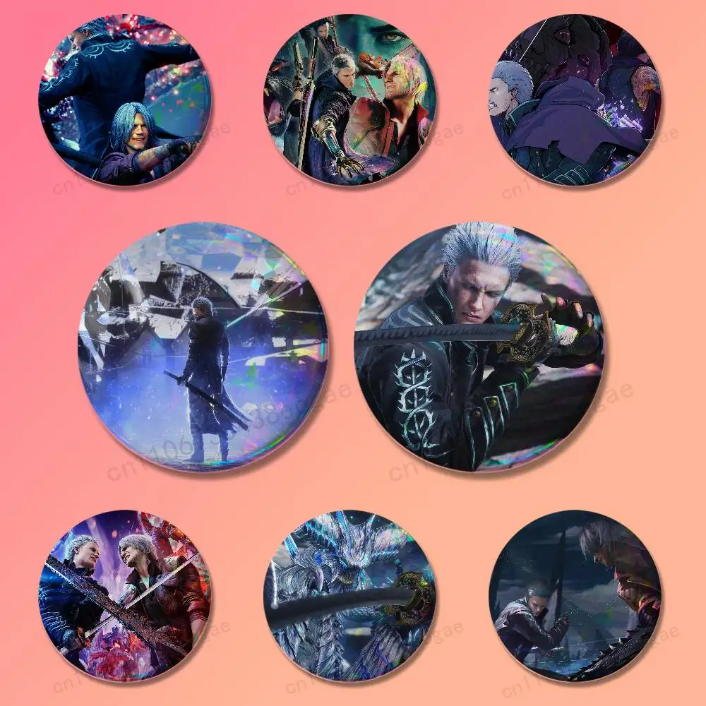 Cool V-Vergil Game D-Dante Badges 25 32 44 58 75 mm Brooch Fashion Jewelry Decor Clothes Hat Accessories Badge Lover Gifts