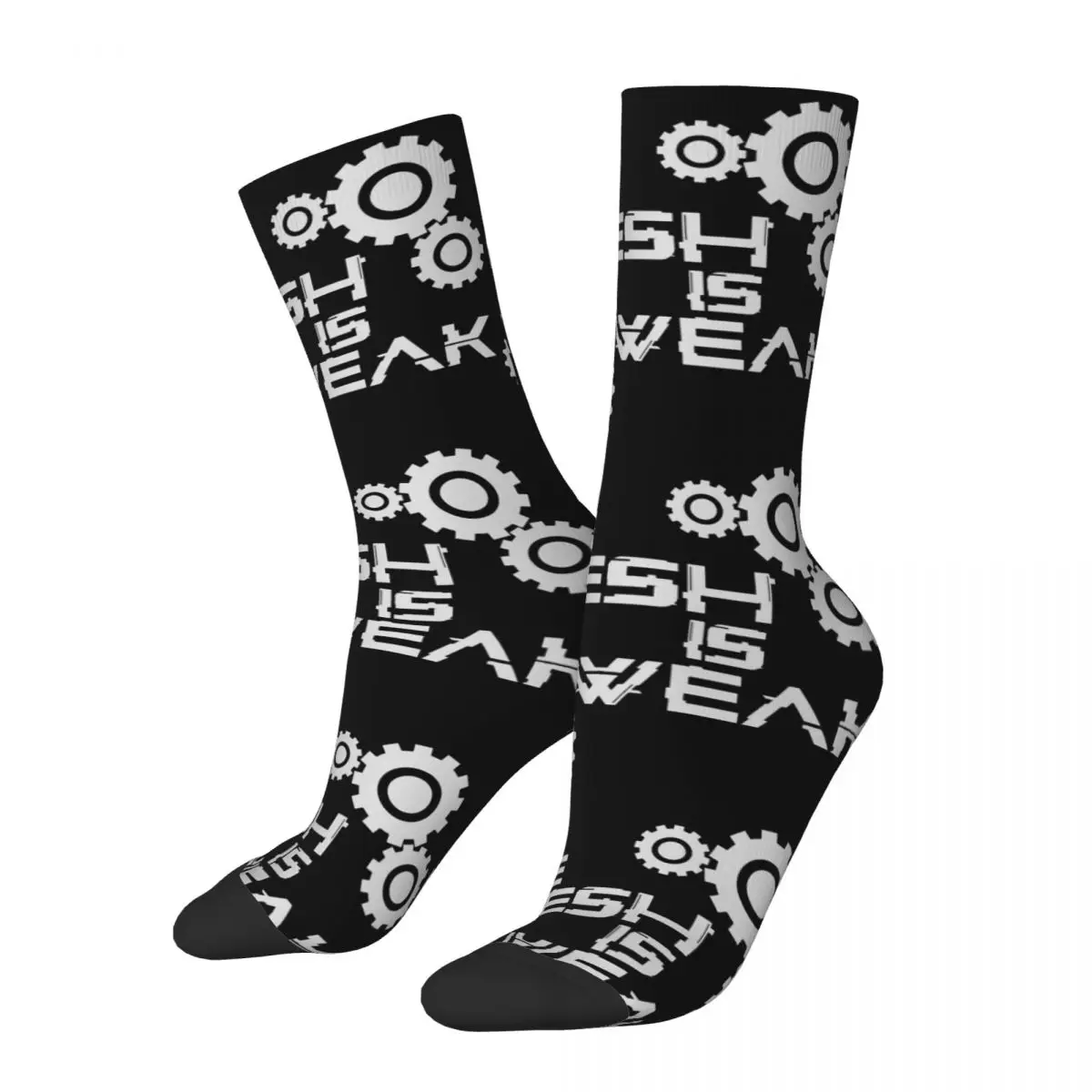 Vintage The Flesh Is Weak Admech Print Crazy Men's Compression Socks Unisex Adeptus Mechanicus Game Pattern Printed Crew Sock