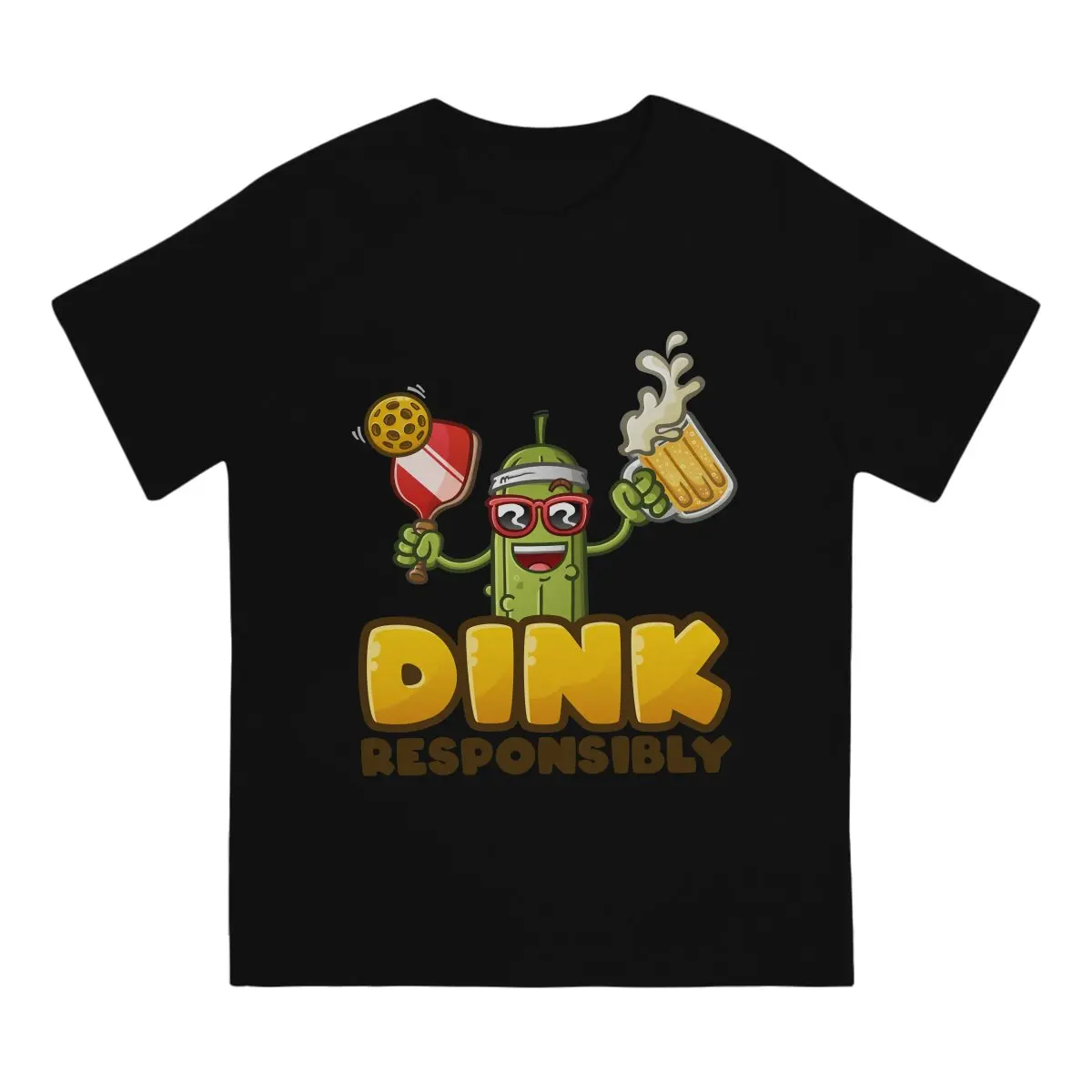 Dink Responsibly Pickleball Cartoon T Shirt Polyester Grunge Men Tees Summer Clothing Harajuku O-Neck TShirt