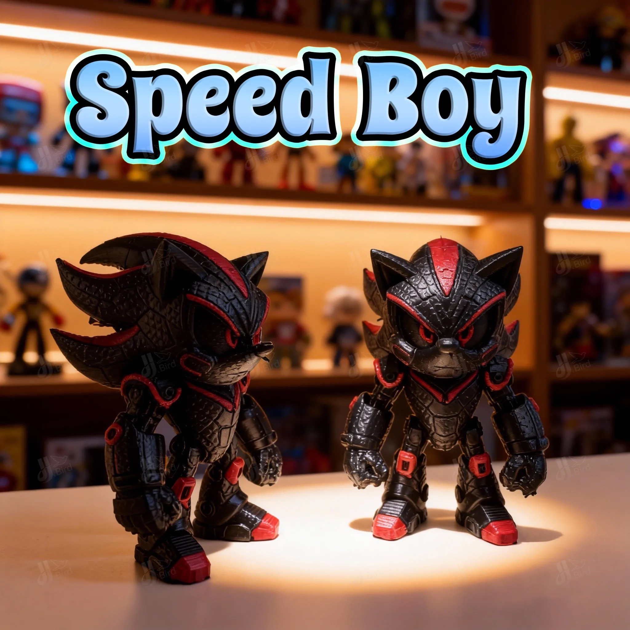 1pc Mecha-Style Black-Red Speed Boy Figurine, suitable for desktop, desk, office & entryway display