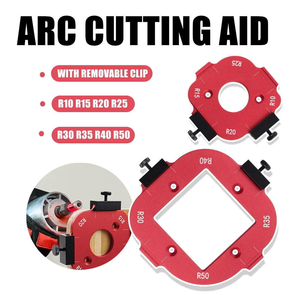 Removable Round Corner Radius Template Set, R10-50 Clip Routing Template for Woodworkers/Furniture Edge/Table, Woodworking Tools
