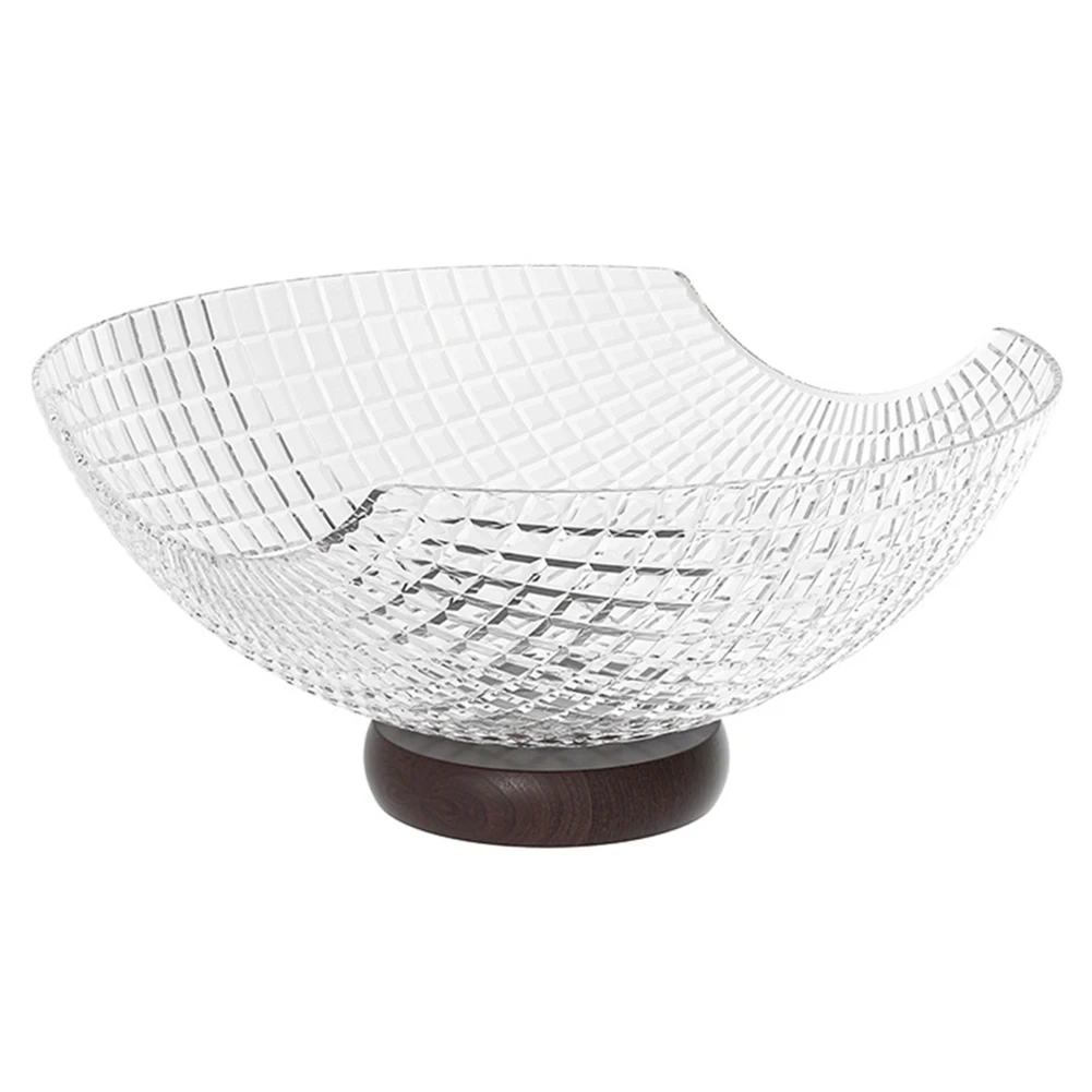 

Стильная фруктовница с основанием из натурального дерева для декора кухни и подачи закусок, хлеба, салатов, десертов, 26x26x11 см, белый, красный, желтый