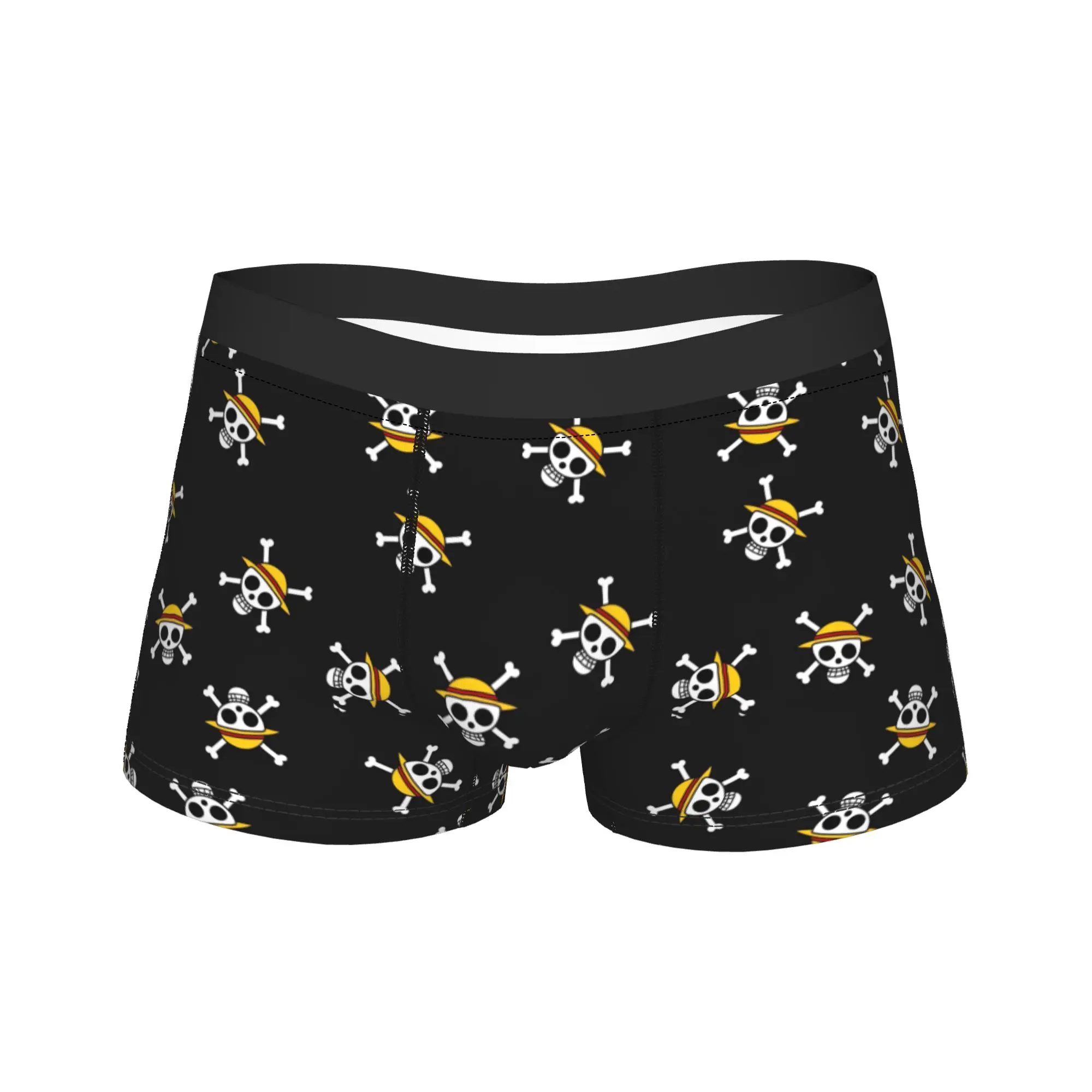 Man Japan Anime Zoro Luffy Skull Boxer Briefs Shorts Panties Soft Underwear One Piece Homme Funny Plus Size Underpants