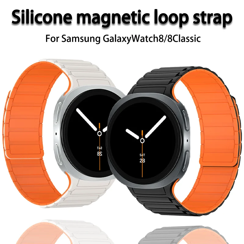 Keine Lücken, Silikon-Armband für Samsung Galaxy Watch 8 40 mm 44 mm, Sport-Magnetband für Galaxy Watch 8 Classic 46 mm Correa