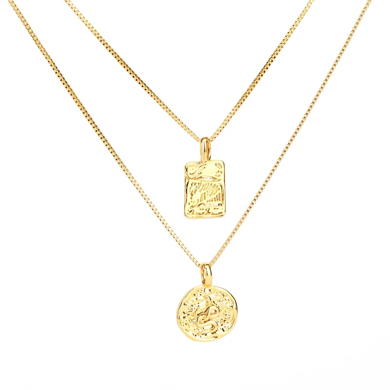 

VAROLE Double-layer Necklace Women with Coin Pendant Necklaces Gold Color Fashion Jewelry Collar