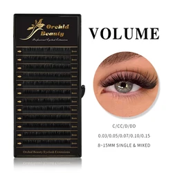 Orchid Beauty-Faux-cils en vison, 12 rangées, extensions de cils individuels, naturels, noirs, 256, Corée