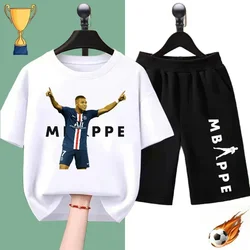 World Cup Mbappe soccer Star Printed Kids Summer Kids T-shirt Set Boys Girls Sports Short sleeve shorts Two casual jerseys