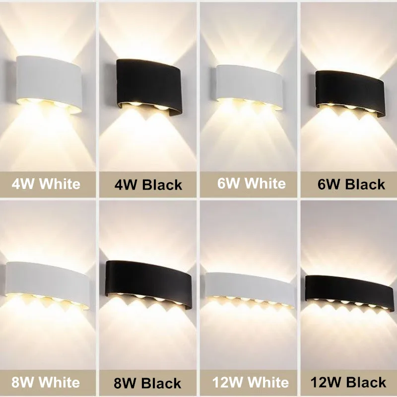 Led Wall Lamp Aluminum Outdoor IP65 Waterproof Up Down Wall Light For Home Stair Bedroom Bedside Bathroom Corridor Lighting