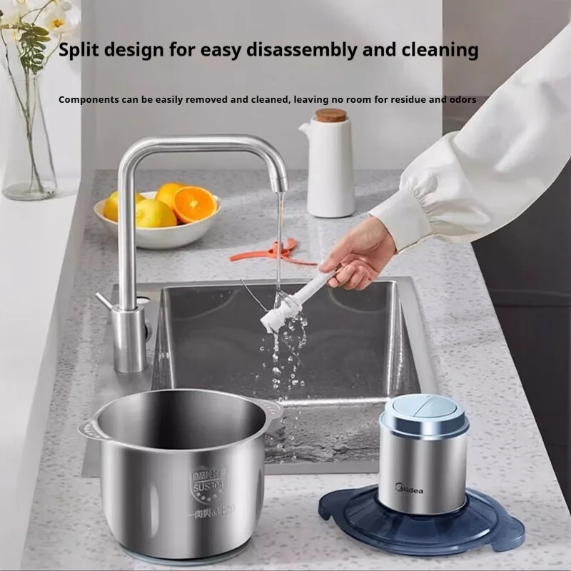 Midea MJ-JD55B خلاط منزلي صغير الحجم متعدد الوظائف، محضر طعام من الفولاذ المقاوم للصدأ ومفرمة لحم ذات سعة كبيرة 3 لتر #3