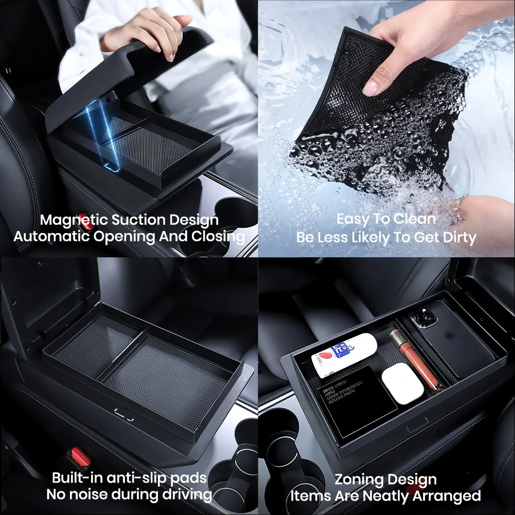 YZ  For Tesla Model 3/Y Highland central armrest magnetic suction Handrail box protectionAutomotive interior accessories