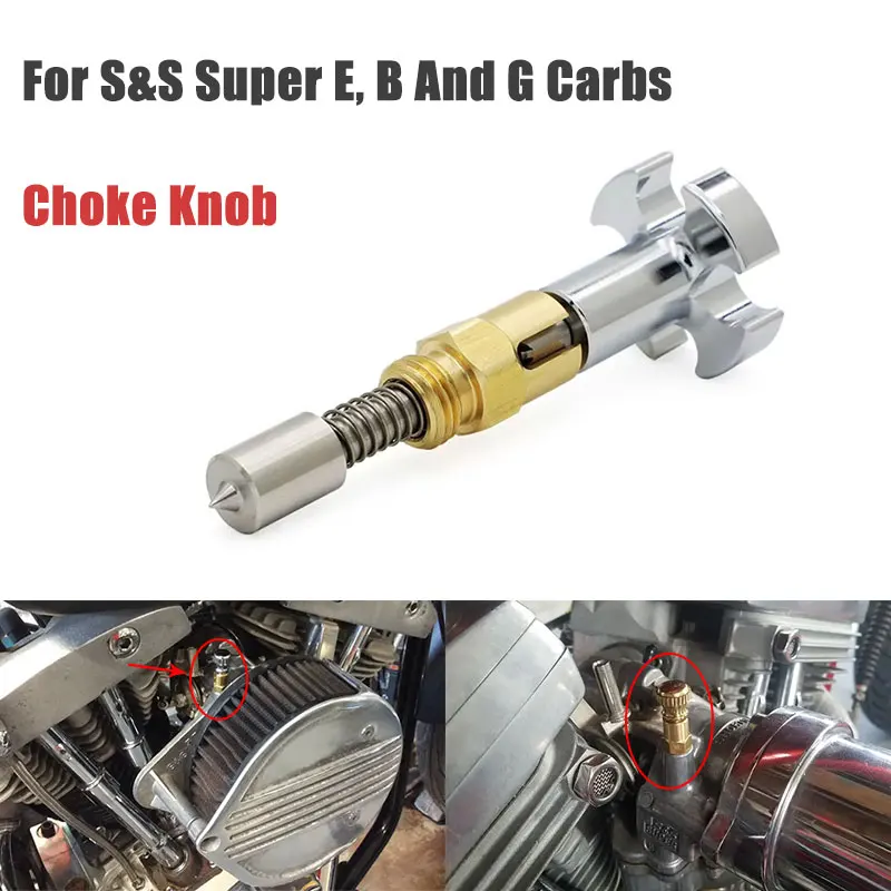 For S & S Super E, B And G Carburetors Carb Custom Chrome Cross Enrichener Choke Knob Part #629308 Motorcycle Accessories