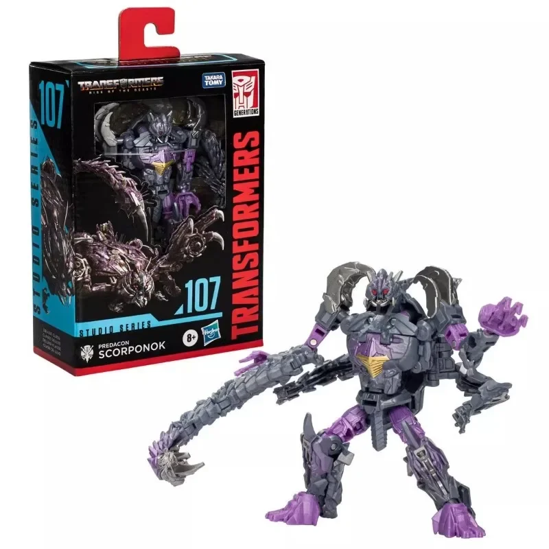 Original takara tomy hasbro transformadores série de estúdio ss107 scorponok transformadores clássico filme série ornamentos figura brinquedos