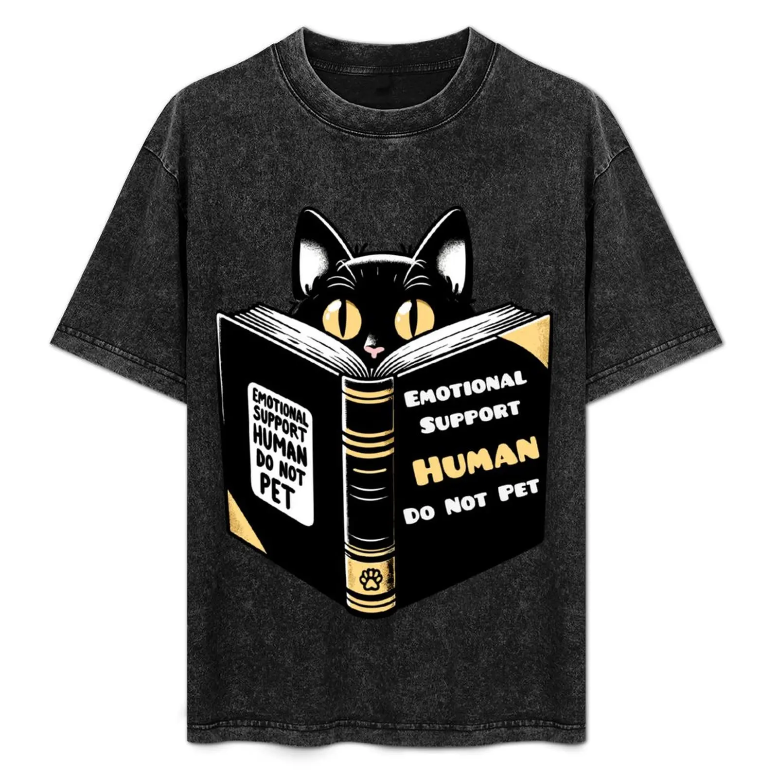 emotional support human do not pet-black cat T-Shirt vintage graphic tee hippie clothes custom t shirt T-shirt men