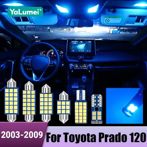 Car LED Bulbs Interior Dome Lamp Vanity Mirror Lights For Toyota Land Cruiser Prado 120 FJ120 2003 2004 2005 2006 2007 2008 2009