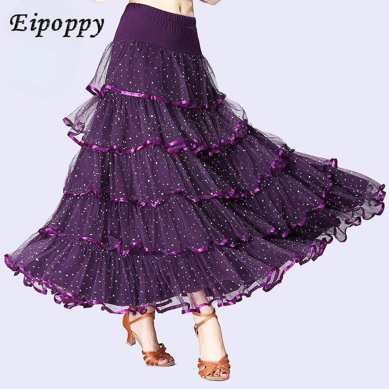 Gonna lunga con gonna lunga da competizione con gonna da ballo con paillettes di danza moderna