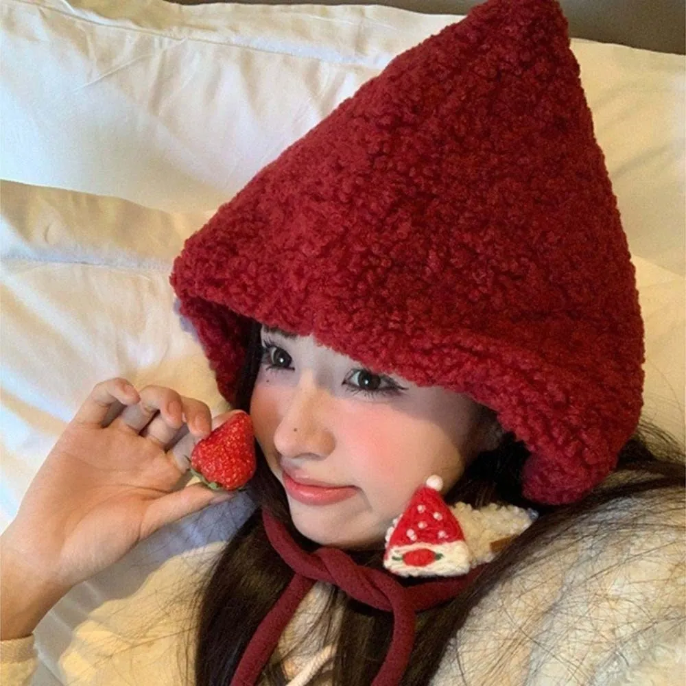 قبعة صوفية رقيق السنة الجديدة قبعة حمراء بلون مكافحة البرد الشتاء أفخم قبعة دفئا قبعة امبسوول قبعة الخريف #2