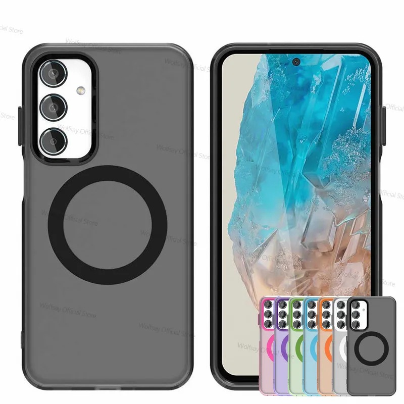 For Samsung Galaxy M35 5G Case Magsafe Wireless Charging Cover For Samsung Galaxy M15 M35 M55 5G Case Shockproof Matte TPU Cover