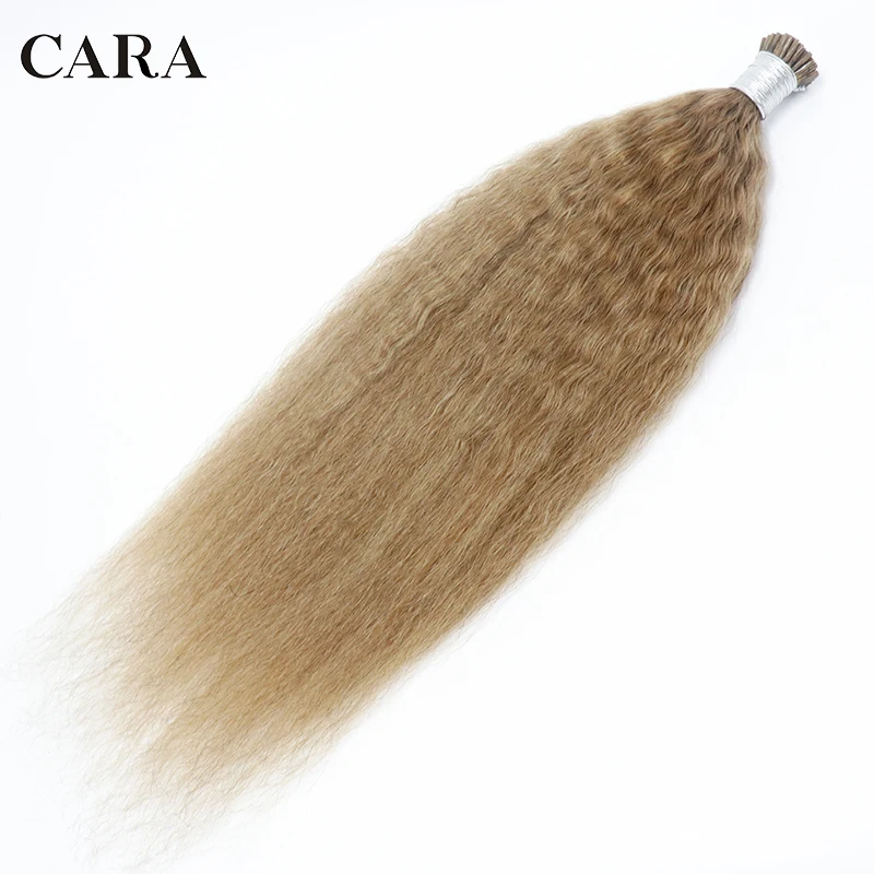 Blond Kinky Stright I Tip Microlinks Hair Extensions Human Hair For Black Women 30 Inch Virgin Hair Bundles Extension 3 Bundles