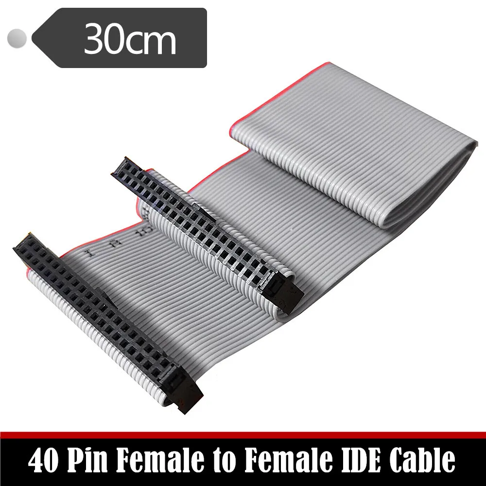 30cm Pitch 40 Pin F/F IDC Flat Ribbon Connector Double Row Data Extension Cable PC Female to Female IDE Hard Drive Connector