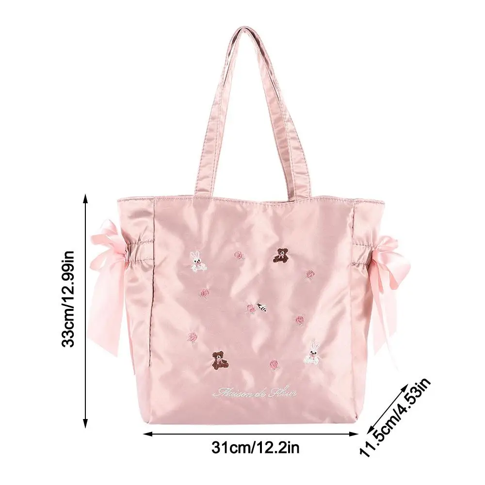 Korean Harajuku Pink Shoulder Bag Kawaii Embroidery Handbags Grunge Aesthetic Purses Messenger Cute Tote Bags Women