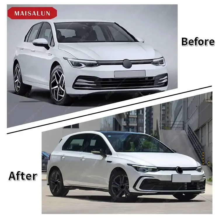 

Оптовая продажа с фабрики для VW Golf 8, обновление в стиле R-line с передним бампером, задним бампером, боковыми юбками, насадками для выхлопных газов