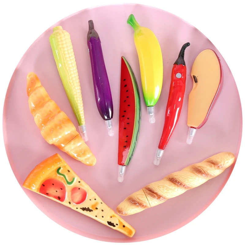 

30PCS Cartoon ballpoint pen cute fruit pen vegetable bread food shape Ballpoint pens