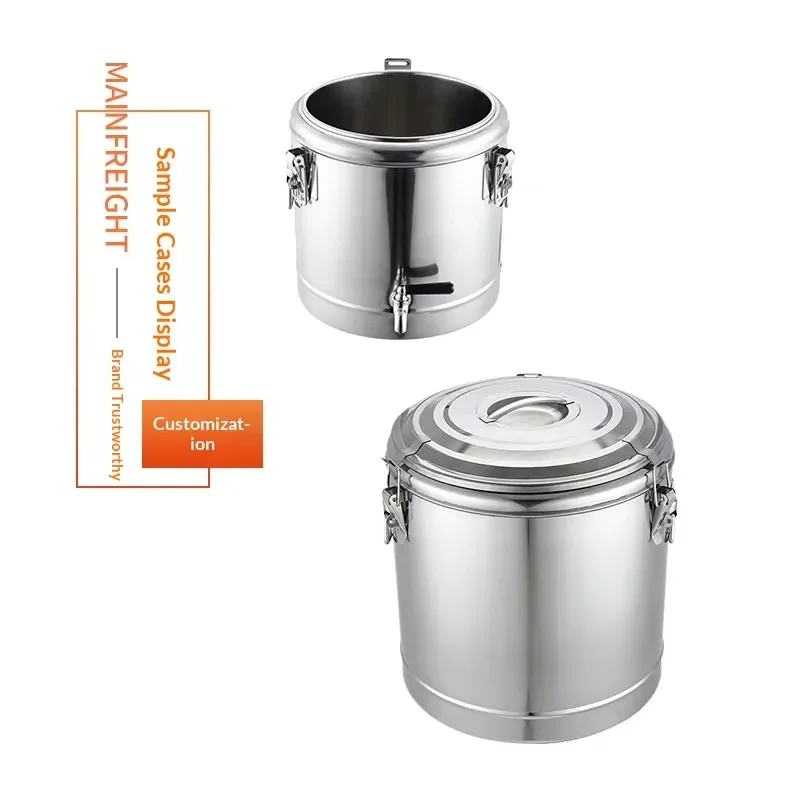 40L Stainless Steel Insulated Bucket with Faucet Large Capacity Commercial Thickened Soy Milk Dispenser Constant Temperature