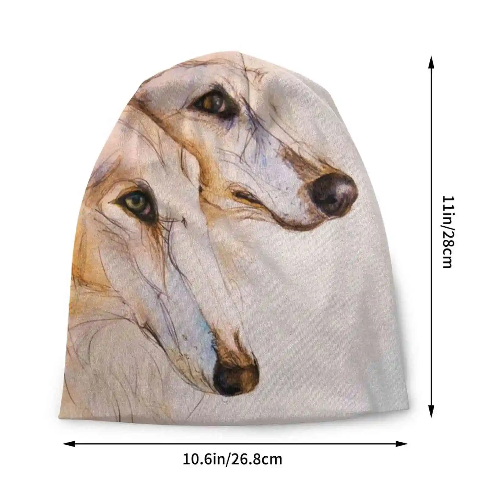 White Borzois Knitted Hat Warm Beanie Outdoor Caps White Borzois Russian Sighthounds Russian Borzois Sighthound Art Borzoi Airt