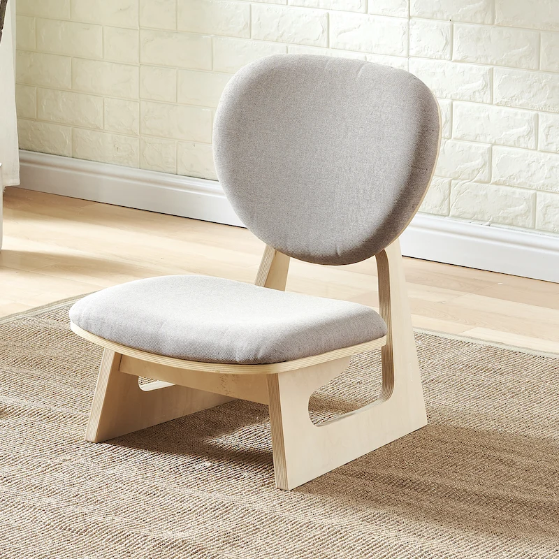 Low Sitting Stool Wood Chair  Japanese Style Tatami Furniture Leisure Kneeling Chair Meditation Seat Fabric Upholstery Cushion