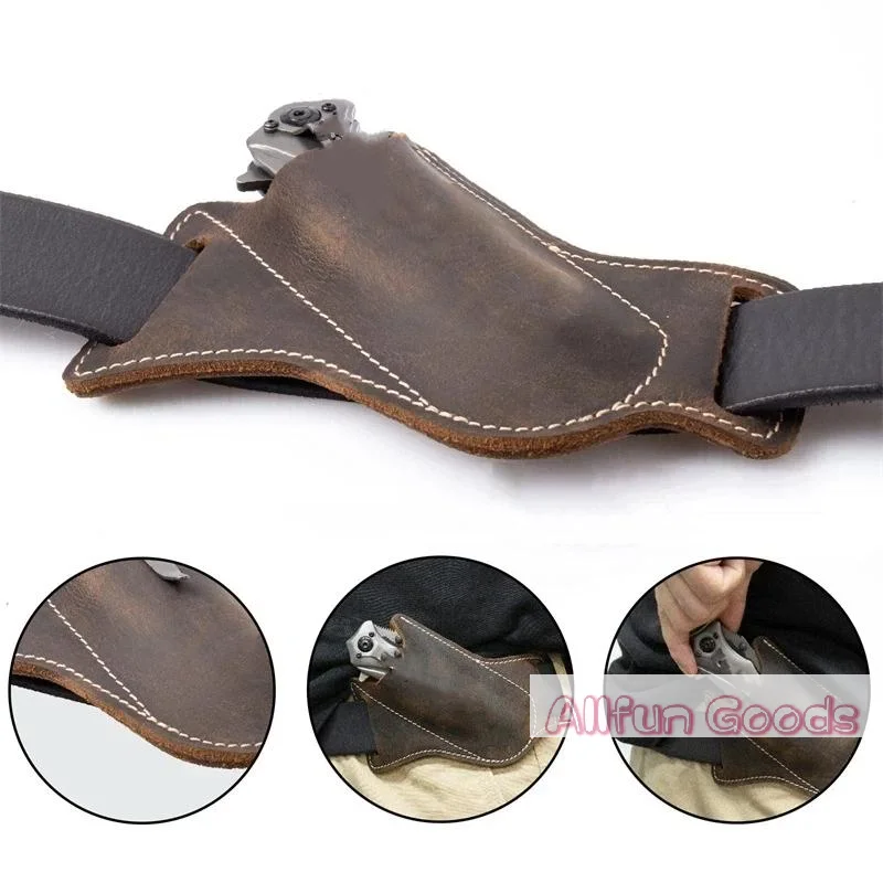 1pc Folding Folding Knife Belt Pouch PU Leather Scratch Resistant Storage Sheath Folding Knife Pocket Knife Camping Storage Tool