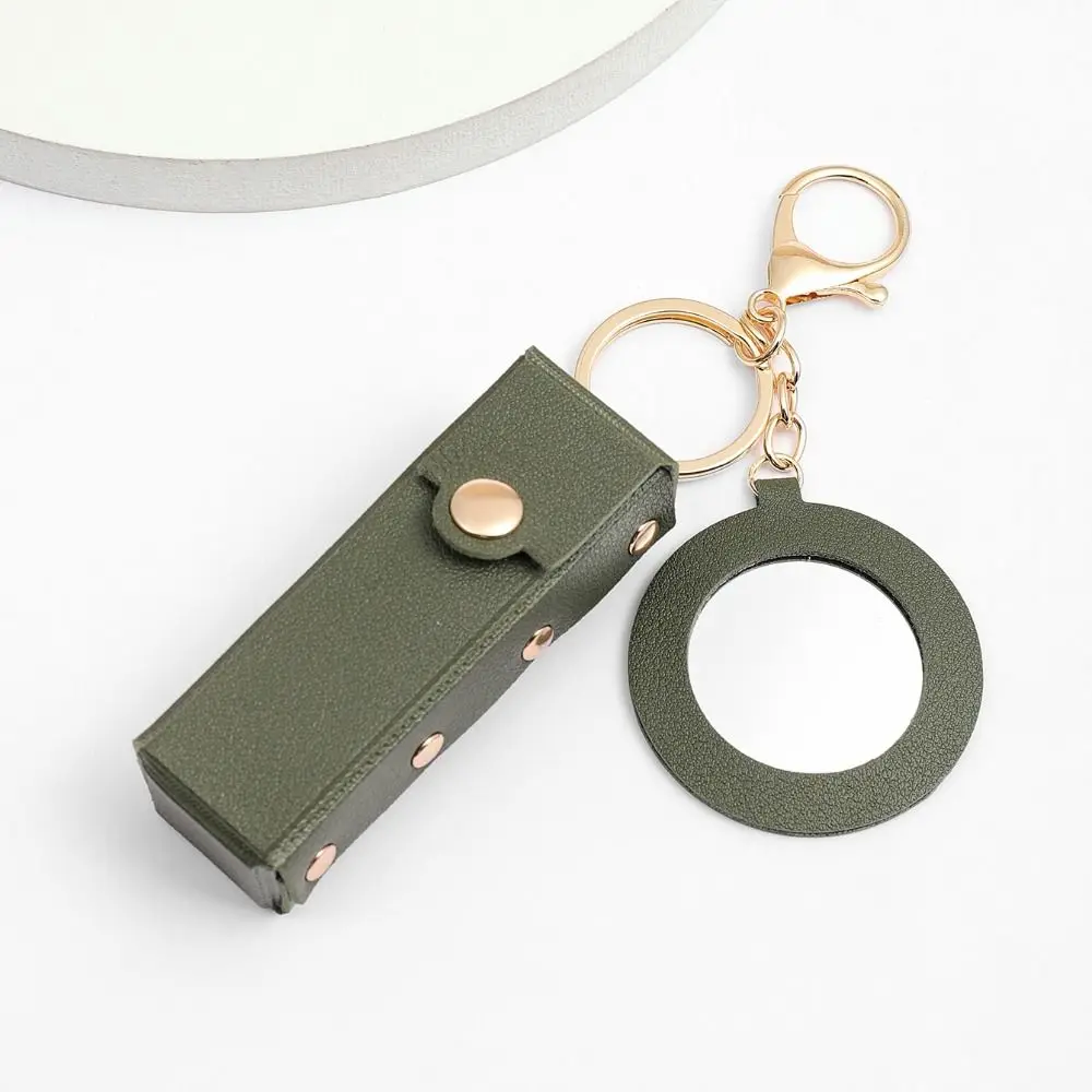 حقيبة أحمر الشفاه من جلد البولي يوريثان مع حقيبة مكياج مرآة حقيبة مستحضرات تجميل صغيرة صندوق تخزين أحمر الشفاه حقيبة تخزين أحمر الشفاه سلسلة مفاتيح #6