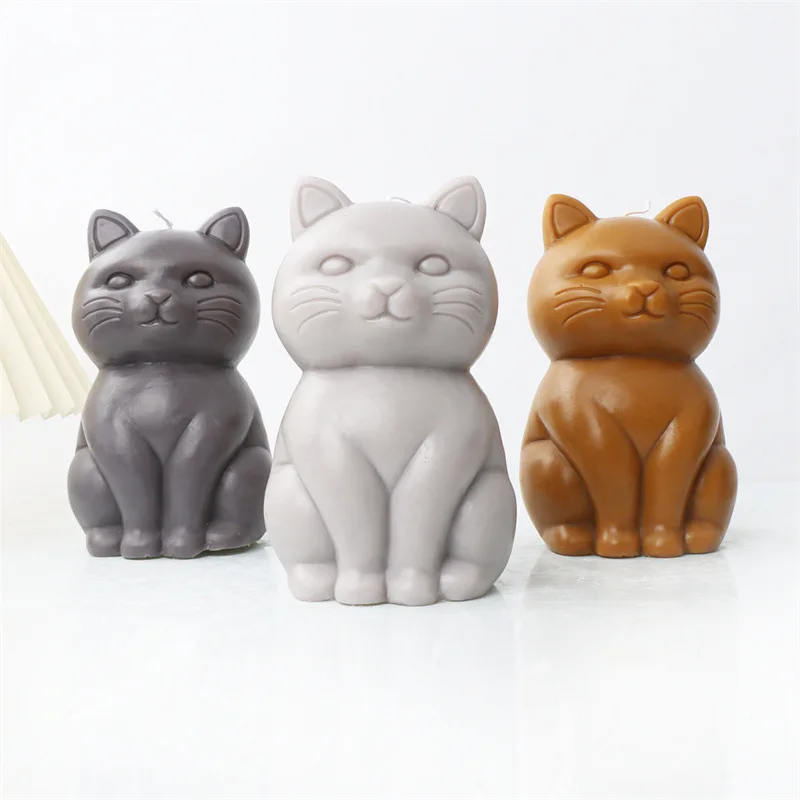 Lucky Kitten Silicone Candle Mold for DIY Aromatherapy Candle Plaster Ornaments Soap Epoxy Resin Mould Handicrafts Making Tool