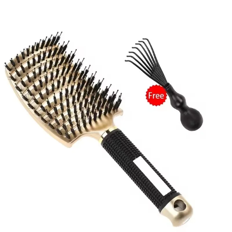 Haarborstel Ontwarrende Haarborstel Varkenshaar & Nylon vrouwen Nat Krullend Haar Hoofdhuid Massage Kam Salon Kappers Styling Tools