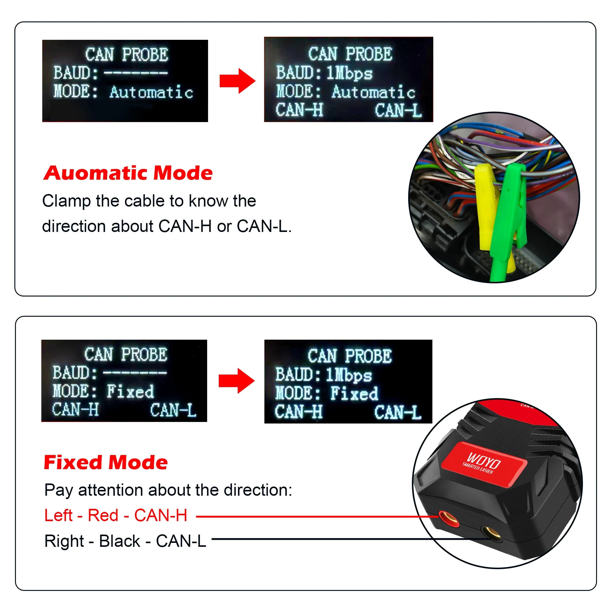 New WOYO PL007E Non-contact CAN BUS Detector Auto-recognize