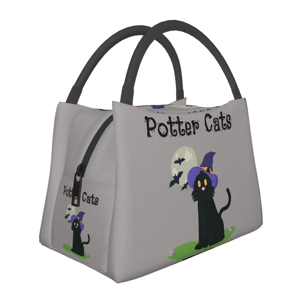 Potter Cats Black Cat And Bats Lunch Bags Insulated Bento Box Lunch Tote Picnic Bags Thermal Bag for Woman Children School