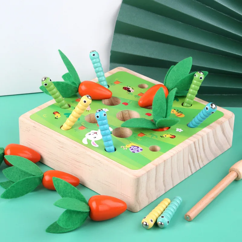 NEW  Montessori Materials Shape Matching  Wooden Block Fishing Toy Early Learning Educational Toys Gifts for 