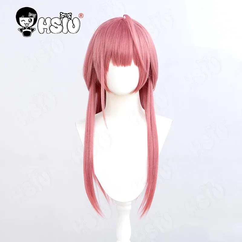 Peluca de Cosplay Rikuhachima Aru HSIU 60CM pelo largo rosa ahumado peluca sintética resistente al calor + gorro de peluca juego archivo azul peluca cosplay