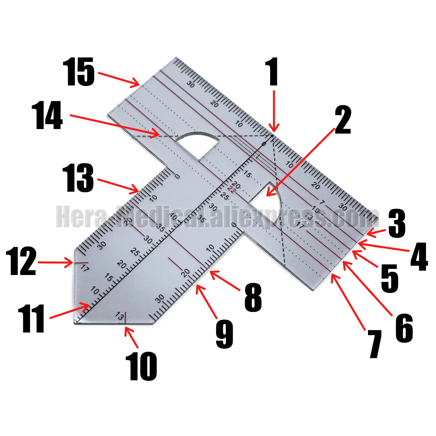 Denture Drawing And Alignment Dental Ruler T-shape Examination Orthodontic Symmetry Measurements Multifunctional