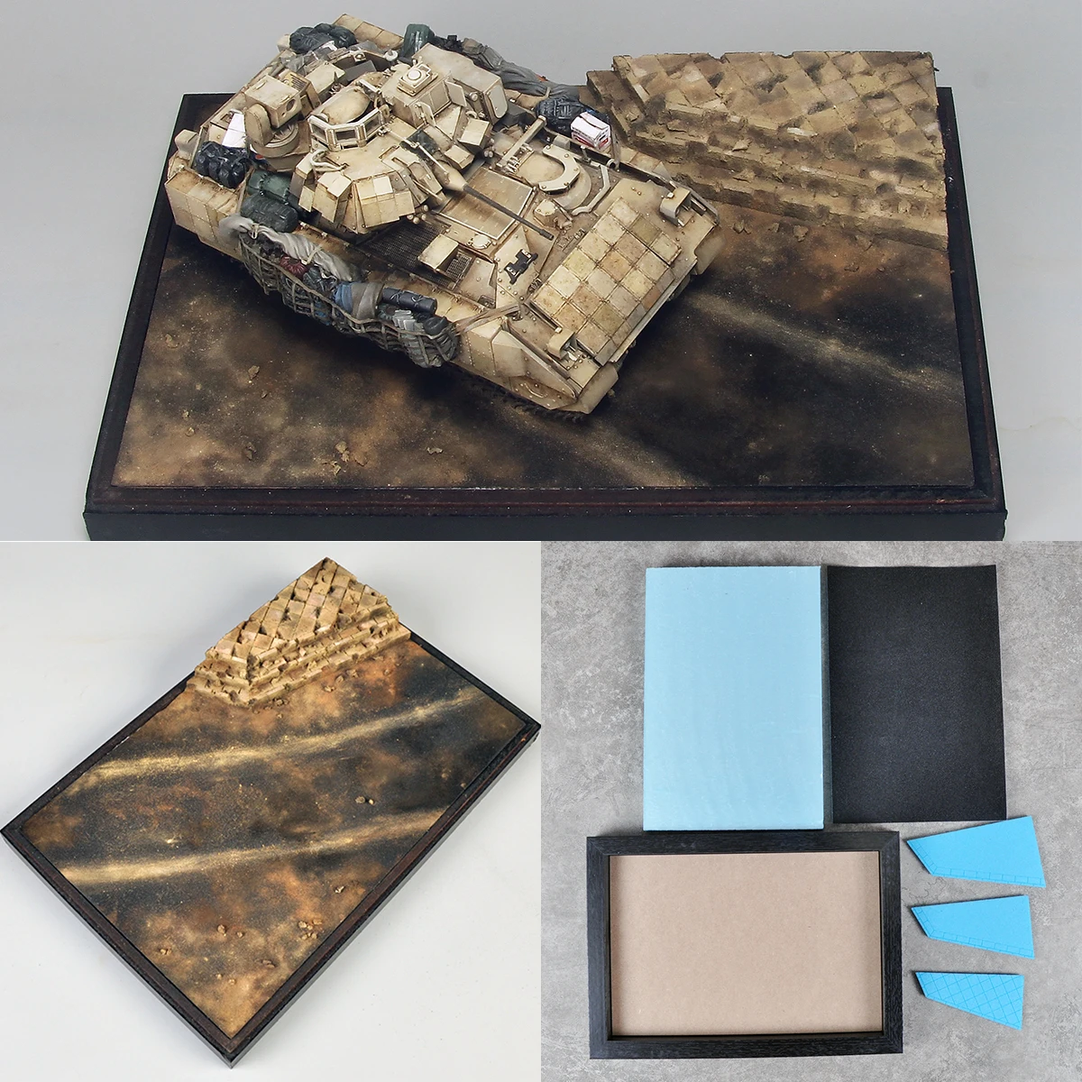 

Assembly Architectural Building model diorama Scale model kit Wood Display Base tank Vehicles armored car display stand 1/35