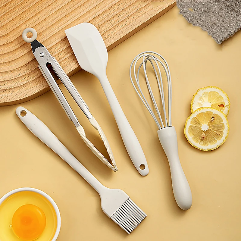 Household Food Grade Silicone Mini Baking Scraper Oil Brush Egg Beater Food Clip Baking Tool Set Cooking Kitchen Tools