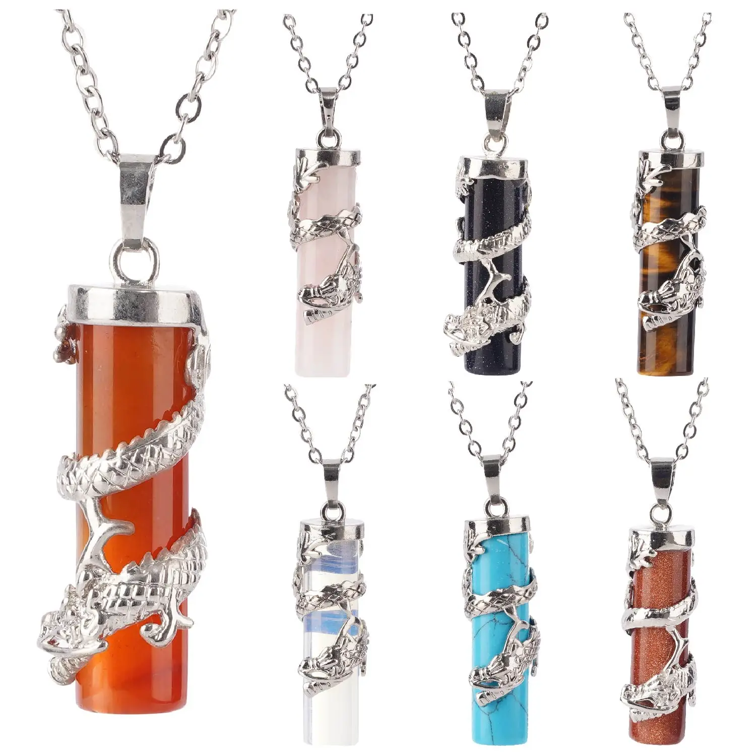 

FPG Natural Crystal Dragon Phoenix Pillar Pendant Charm Ornament Party Gift Option