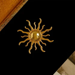 Vintage Sun Shape for Women Men Gold Plated Silver Color Sunflower Lapel Pins Coat Badge Accessories Jewelry