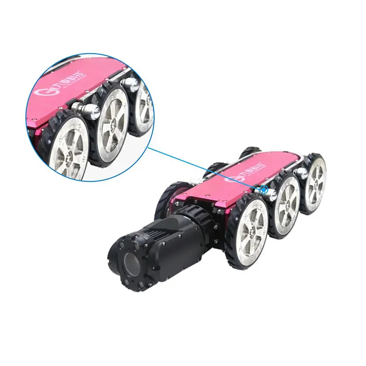 Robot sobre orugas de inspección de hoja de turbina eólica de alta calidad con cámara CCTV analógica, Robot de inspección de tuberías de alcantarillado