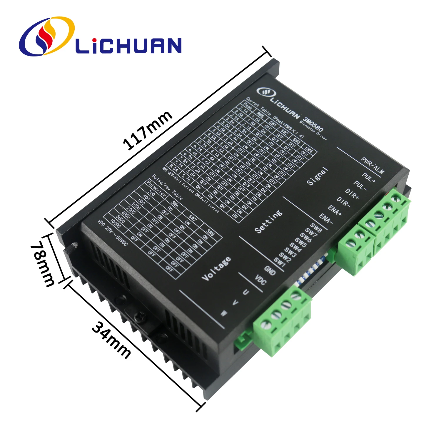 

3PHASE DC Stepper Driver 3MC580 8.3A DC20-50V for 3phase low voltage Nema23 24 86 CNC Stepper Motor