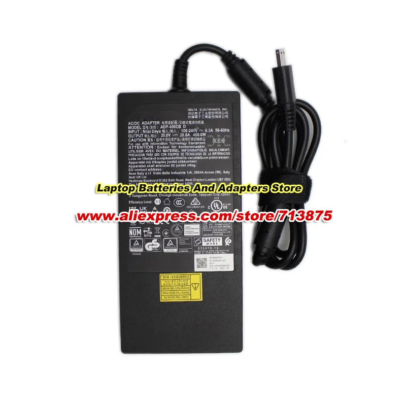 New 400W ADP-400CB D AC Adapter 20V 20A For Titan 18 HX A14VIG i9-14900HX RTX4090 Raider A18 HX GT77HX ADP-400CB B A23-400P1A