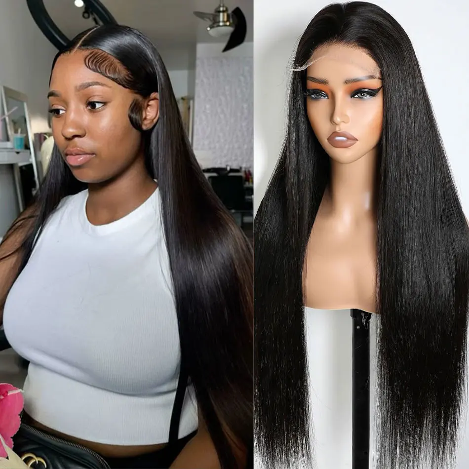 

38 inch Straight 13x6 Hd Lace Frontal Human Hair Wig 200% Density Pre Plucked Brazilian Hair Straight Lace Front Wigs Human Hair