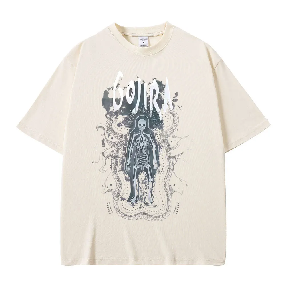 

Limited Metal Rock Band Gojira The Flesh Alive Skeleton Graphic T-shirt Men Women Vintage Oversized T-shirts Male Cotton T Shirt