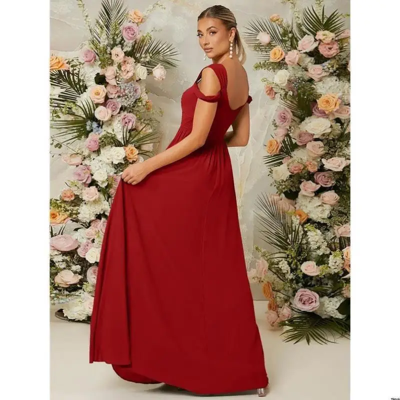 Cross-Border New Wedding Dr Accory Maidsmaid Dr Bal H-Sle Tee-Quarter Sve Linen Ciwalk Fem Dr