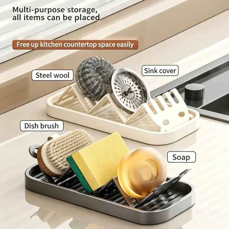 Creative Soap Holder W Shape Double-Sided Soap Dish Carbon Steel Drainage Soap Tray for Bathroom Kitchen Sponge Scrubber Holder view 4